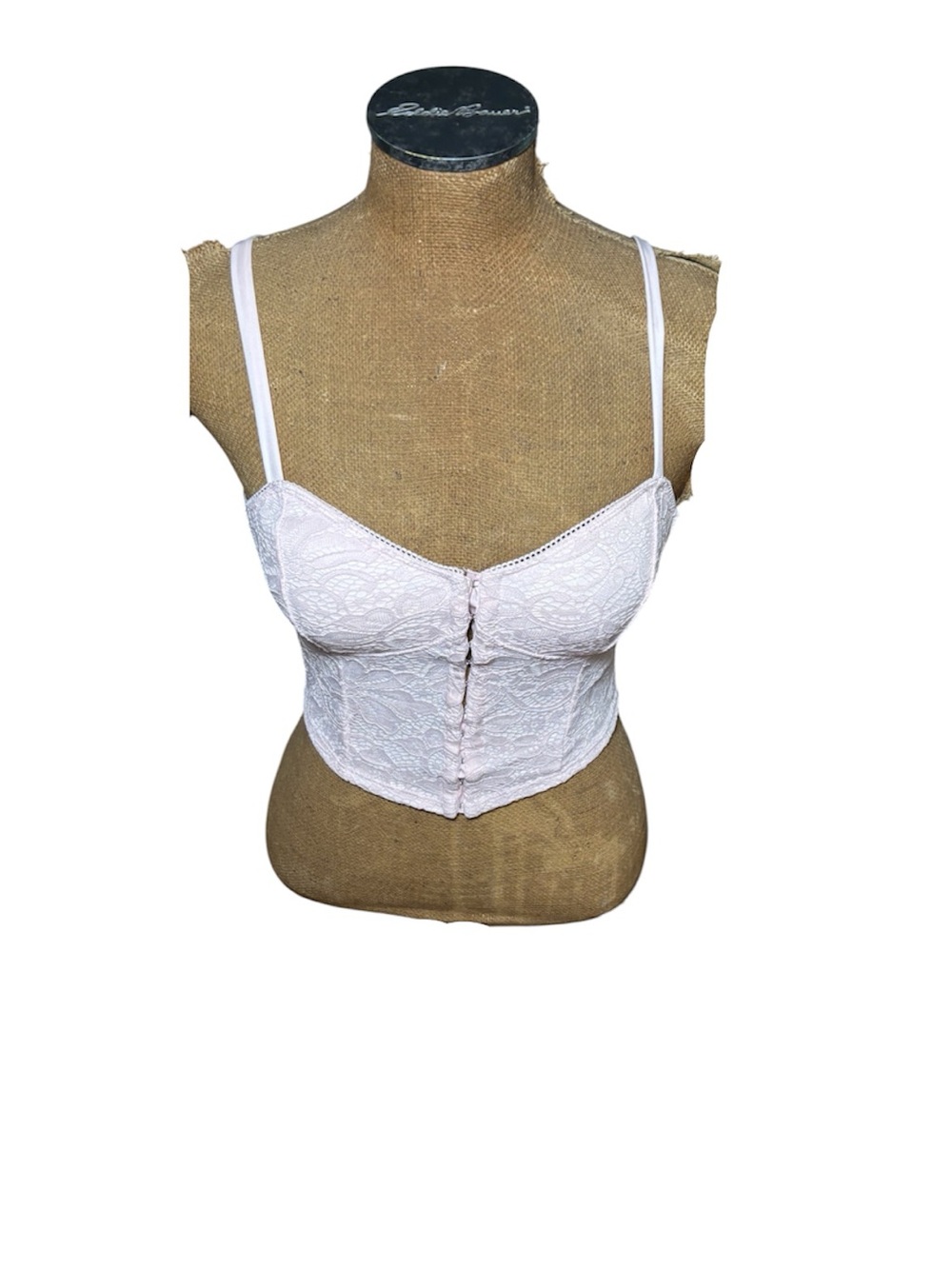 Moa Moa Lace Longline Bralette Crop Top - White Size M
